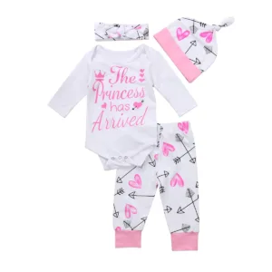 Citgeett Spring Newborn Kid Infant Baby Girls Clothes Long Sleeve Arrow Princess Jumpsuit Bodysuit+Pants Outfit Autumn Sweet Set