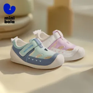 Mini Bala Boys and Girls' Mesh Breathable Anti-Slip Baby Walking Sandals 2025 New Summer Comfortable Shoes 1-3Y