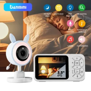 DANMINI new 3.5 "RGB night light baby monitor with night vision temperature detection voice intercom baby nanny security camera