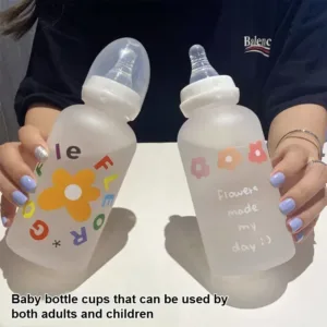 Milk Drinking Plastic Bottle Cup Bottle Flower Cute Bottle Straw Water Children For Baby Cartoon Adult Feeding Suitable Pacifier