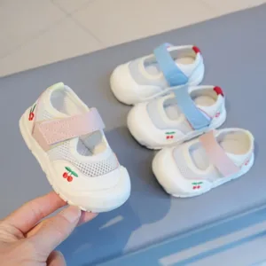 Children's Walking Shoes Summer Mesh Sandals Girls Sweet Cherry Soft Bottom Casual Shoes Baotou Anti Kick Anti Slip Sneakers