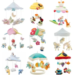 Baby Crib Mobile Bed Bell Rattle Holder 0-12 Months 360° Rotary Carousel Bracket+Music Box Infant Newborn Girl Boy Hanging Toys