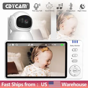 5.0 Inch Electronic Baby Monitor With Pan-Tilt-Zoom Camera Battery IPS Screen Wireless Babysitter Video Audio Lullaby Baby Nanny