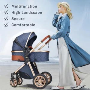Two-in-one baby stroller with sunshade, portable and foldable, bidirectional push for outdoor high view stroller